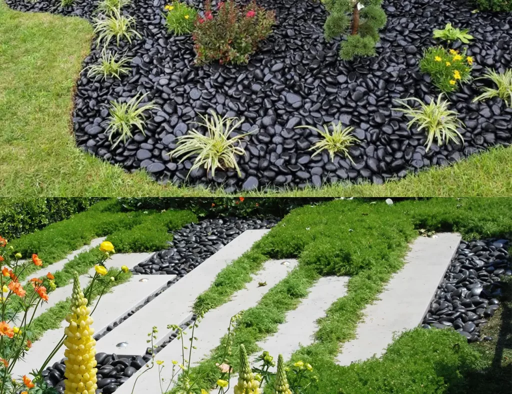 black decorative stones for garden