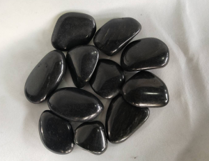 black polished river pebbles