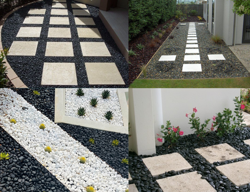 polished black stones for garden