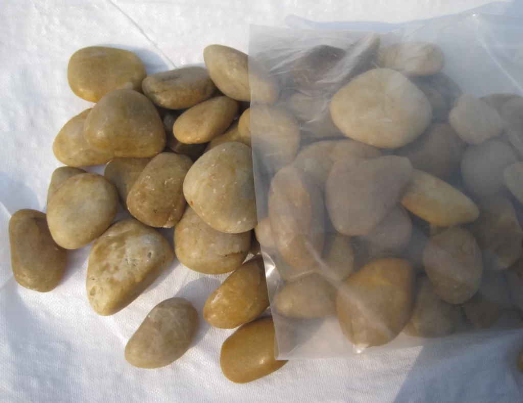 yellow polished pebbles