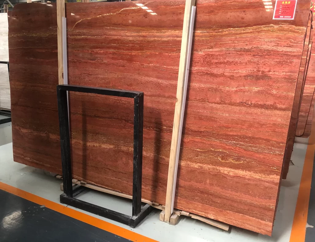 red travertine slab