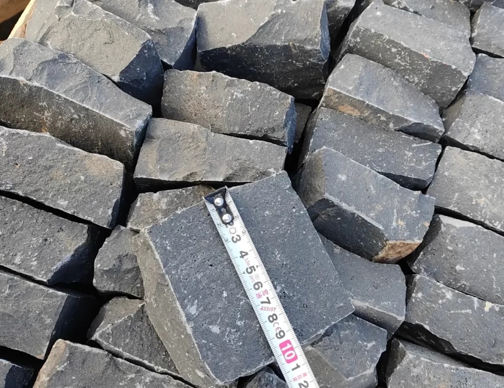 black cobbles for driveways