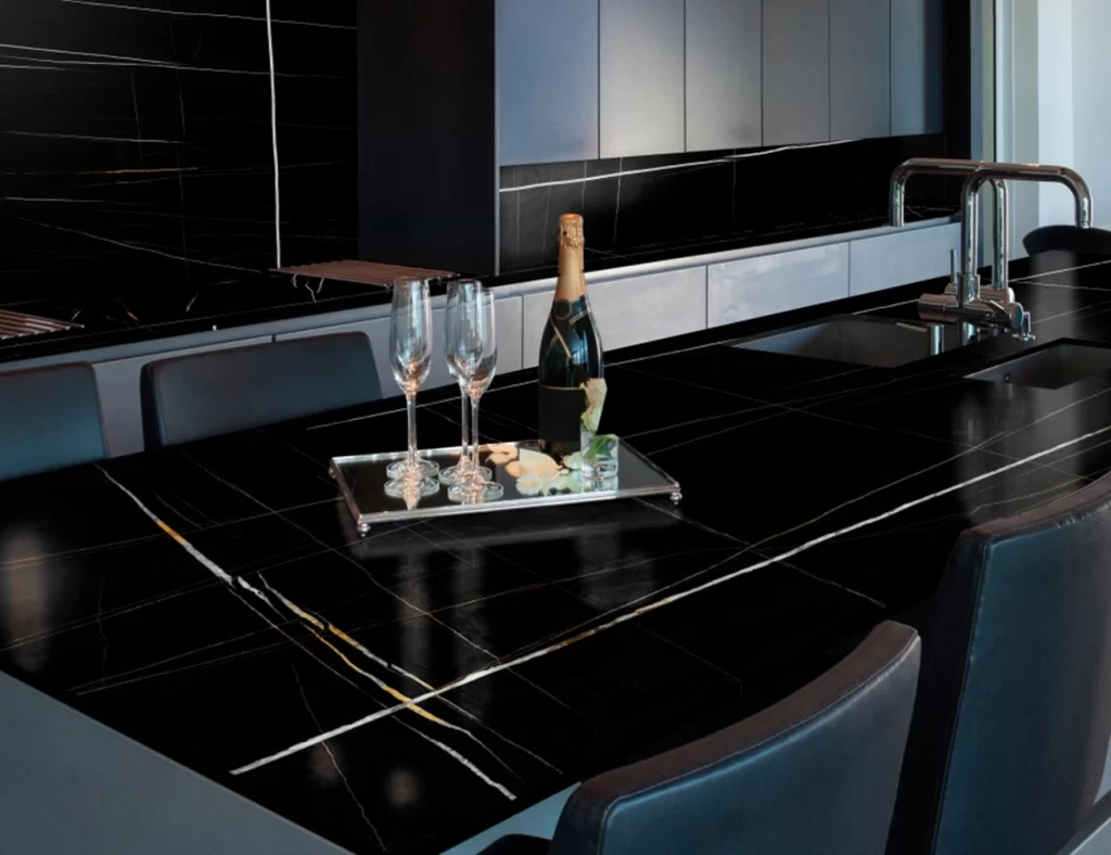 sahara noir marble kitchen