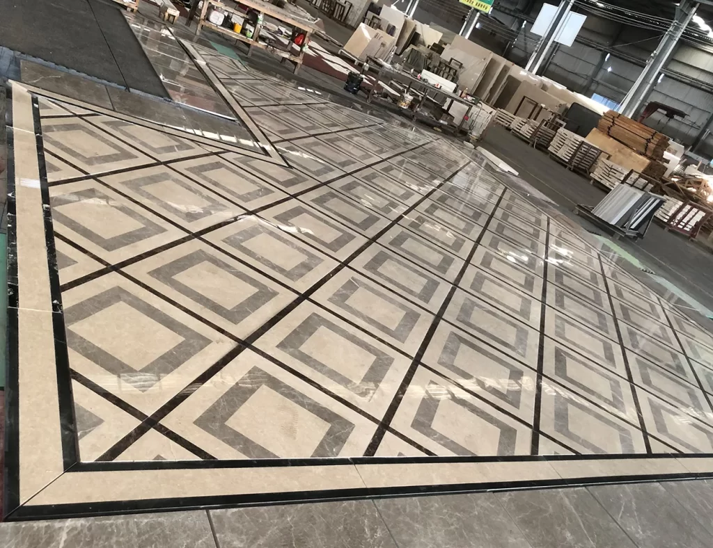 water jet cut marble mosaic