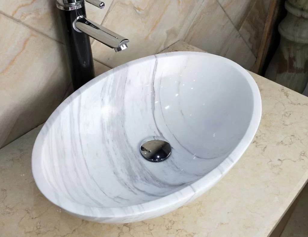 white marble countertop basin