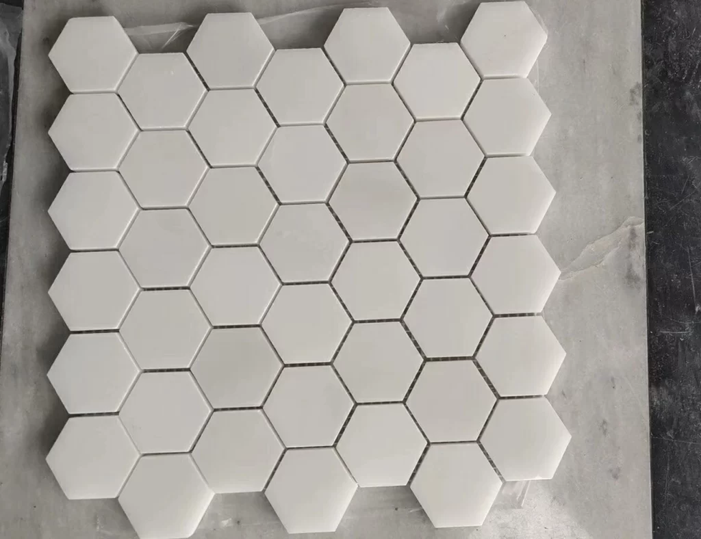 white hexagon mosaic